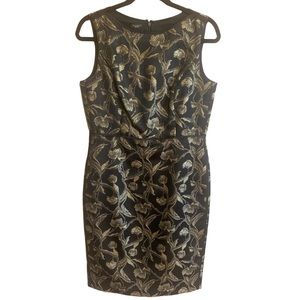 Talbots Black and Gold Floral Cocktail Dress